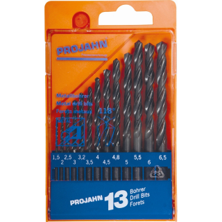 Projahn Sortiment Spiralbohrer HSS DIN 338 TYP N - 1,5 bis 6,5 mm - 13-teilig
