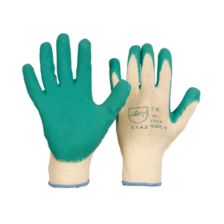 LATEX GRIP Grobstrick-Handschuhe aus Baumwolle/Polyester - gelb/gr&uuml;n - Gr&ouml;&szlig;e 8 bis 11