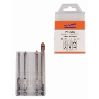 Projahn Sortiment PROGlas-Bohrer mit 6-kant-Schaft - 5 bis 10 mm - 4-teilig