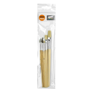 Wow!Tools Schulmalpinsel-Set BASIC 6-teilig Flachpinsel und Gussowpinsel