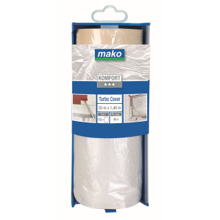 Turbo-Cover Abdeckfolie KOMFORT f&uuml;r den Innenbereich mit Klebeband und Spender 1,4 x 33m