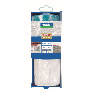 Turbo-Cover Abdeckfolie PREMIUM f&uuml;r Innen und Au&szlig;en mit Klebeband und Spender 1,4 x 15m