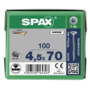 SPAX Universalschraube WIROX Teilgewinde Senkkopf T-STAR plus 4CUT-Spitze 4,5 x 70mm - 100 St&uuml;ck