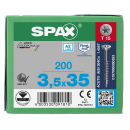 SPAX Universalschraube Edelstahl A2 Teilgewinde Senkkopf T-STAR plus 4CUT-Spitze 3,5 x 35mm - 200 St&uuml;ck
