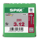SPAX Universalschraube WIROX Vollgewinde Halbrundkopf T-STAR plus 4CUT-Spitze 3 x 12mm - 200 St&uuml;ck