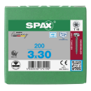 SPAX Universalschraube Edelstahl A2 Vollgewinde Halbrundkopf T-STAR plus 4CUT-Spitze 3 x 30mm - 200 St&uuml;ck