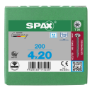 SPAX Universalschraube Edelstahl A2 Vollgewinde Halbrundkopf T-STAR plus 4CUT-Spitze 4 x 20mm - 200 St&uuml;ck