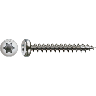 SPAX Universalschraube Edelstahl A2 Vollgewinde Halbrundkopf T-STAR plus 4CUT-Spitze 4 x 45mm - 200 St&uuml;ck