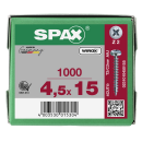 SPAX Universalschraube WIROX Vollgewinde Halbrundkopf Kreuzschlitz 4CUT-Spitze 4,5 x 15mm - 1000 St&uuml;ck