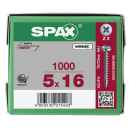 SPAX Universalschraube WIROX Vollgewinde Halbrundkopf Kreuzschlitz 4CUT-Spitze 5 x 16mm - 1000 St&uuml;ck