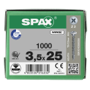 SPAX Universalschraube WIROX Vollgewinde Linsensenkkopf Kreuzschlitz 4CUT-Spitze 3,5 x 25mm - 1000 St&uuml;ck