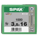 SPAX Universalschraube vernickelt Vollgewinde Linsensenkkopf Kreuzschlitz 4CUT-Spitze 3,5 x 16mm - 1000 St&uuml;ck