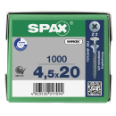SPAX Universalschraube WIROX Vollgewinde Senkkopf mit Kopfbohrung Kreuzschlitz S-Spitze 4,5 x 20mm - 1000 St&uuml;ck