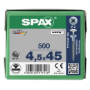 SPAX Universalschraube WIROX Vollgewinde Senkkopf mit Kopfbohrung Kreuzschlitz S-Spitze 4,5 x 45mm - 500 St&uuml;ck