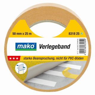 Verlegeband KOMFORT beidseitig selbstklebend f&uuml;r Bel&auml;ge mit glattem oder Geweber&uuml;cken 50 mm x 25 m