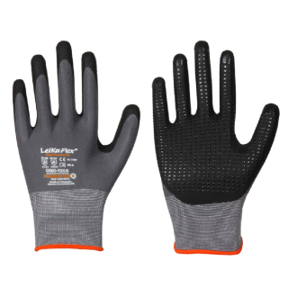 LeiKaFlex&reg; Feinstrick-Handschuhe mit Nitril-Foam-Beschichtung + Noppen grau/schwarz Gr&ouml;&szlig;e 9