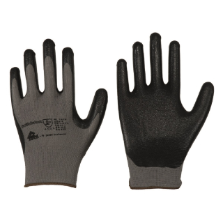 SOLIDSTAR&reg; Nylon-Feinstrick-Handschuhe mit Nitril-Schaum-Beschichtung grau/schwarz Gr&ouml;&szlig;e 10