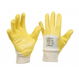 SOLIDSTAR® Nitril-Handschuhe mit Strickbund - PSA CAT II - weiß/gelb - Größe 8