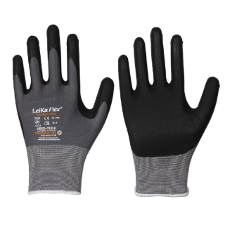 LeiKaFlex&reg; Feinstrick-Handschuhe mit Nitril-Foam-Beschichtung grau/schwarz Gr&ouml;&szlig;e 10