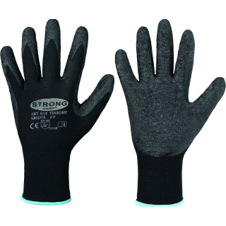 Stronghand FINEGRIP Feinstrickhandschuh mit Schrumpf-Latex Beschichtung schwarz - Gr. 8