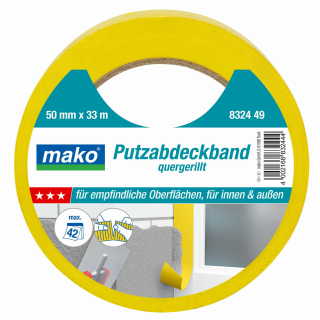 Putzabdeckband KOMFORT Weich-PVC-Folie glatte Untergr&uuml;nde innen und au&szlig;en 50 mm x 33 m - gelb